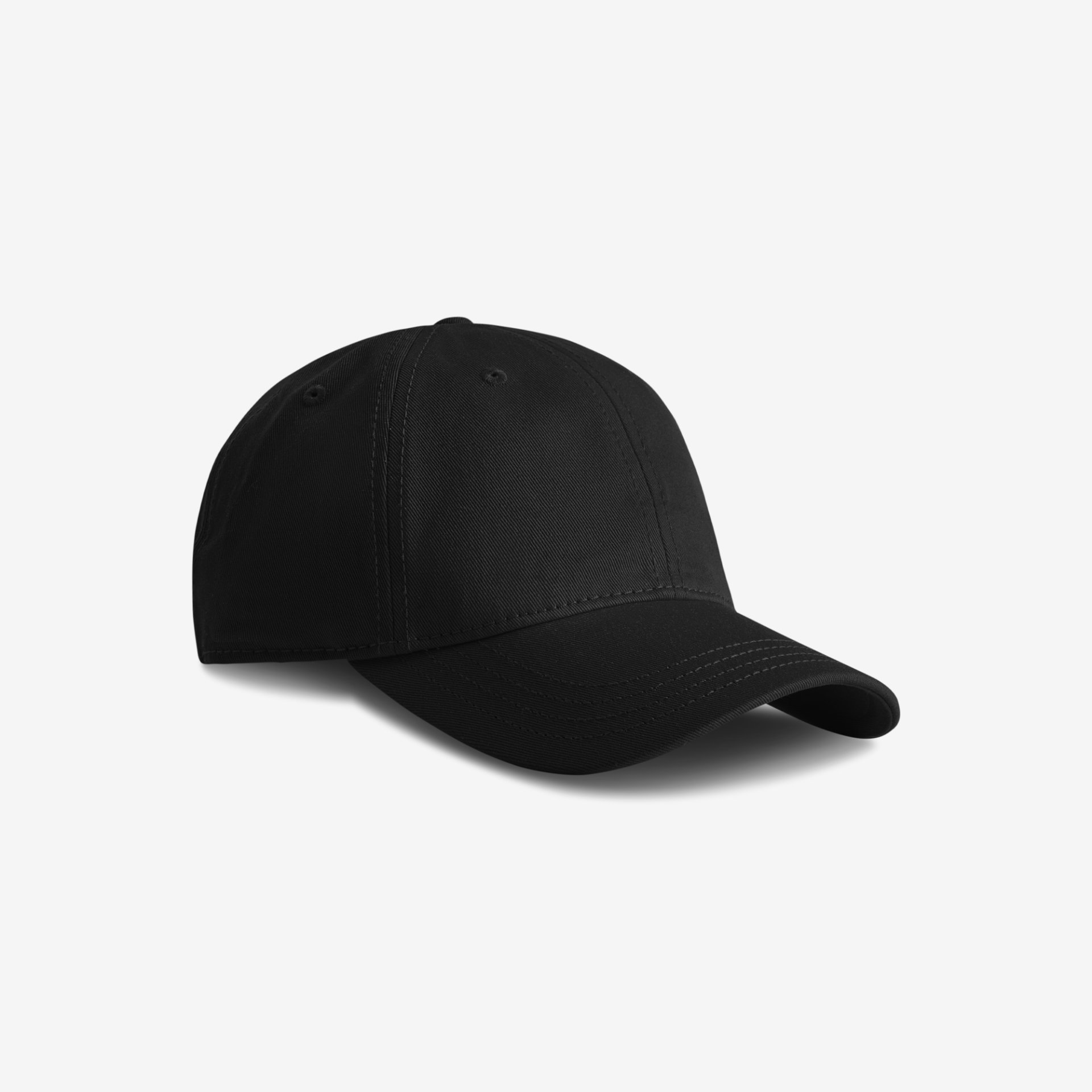 Baseballkappe, Schwarz, Baumwolle, gebogener Schirm, Freizeitbekleidung
