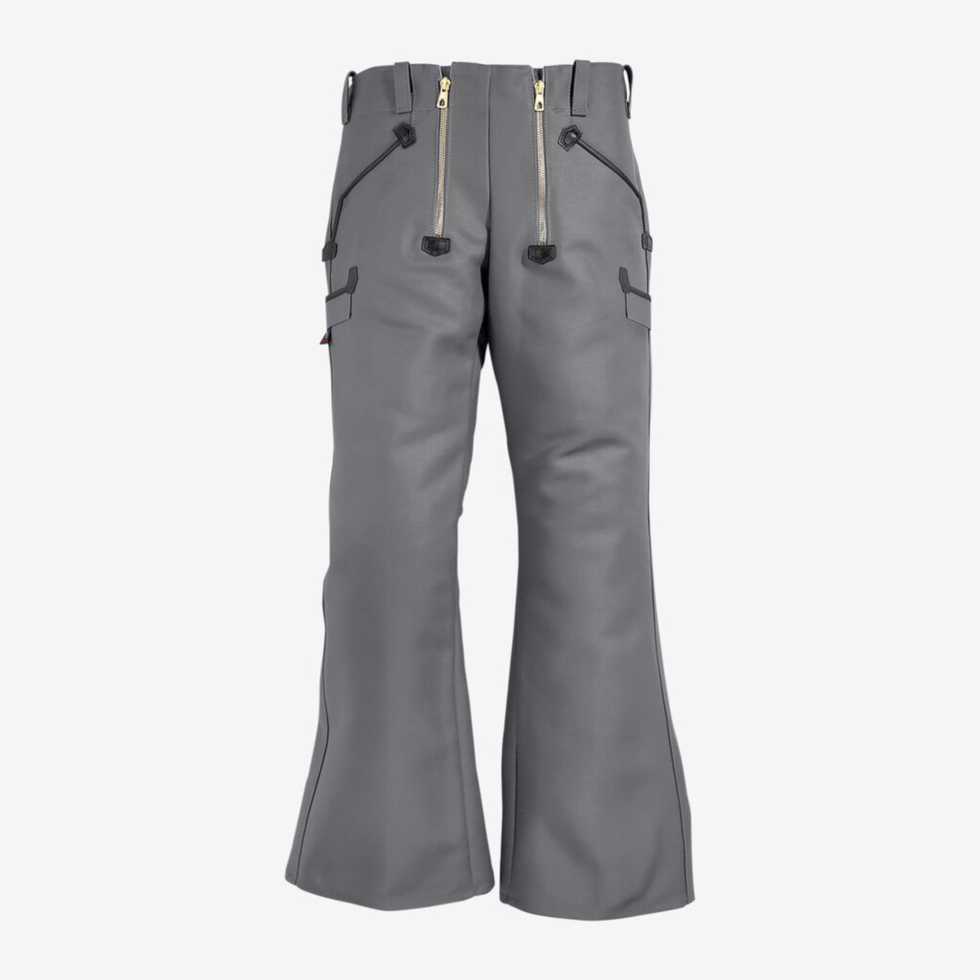 Hose, Grau, Weite Bootcut, Reißverschlüsse, Taschen