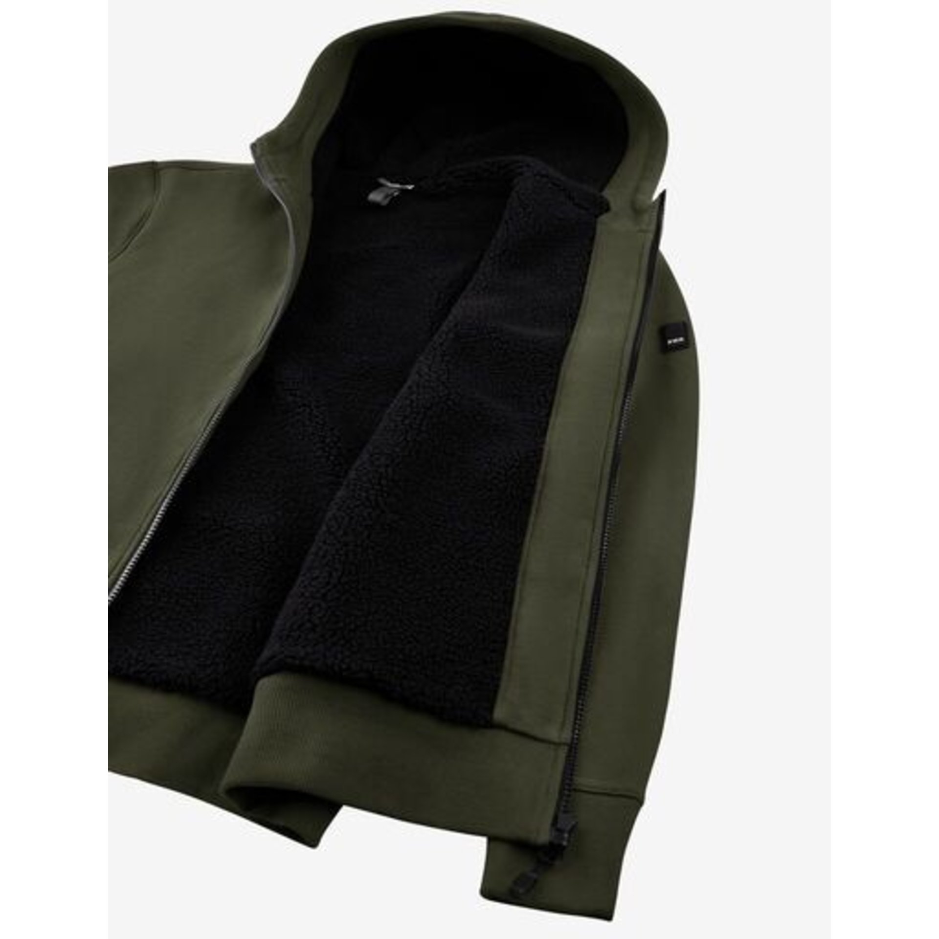 jacke, militärgrün, fleece, hoodie, reissverschluss