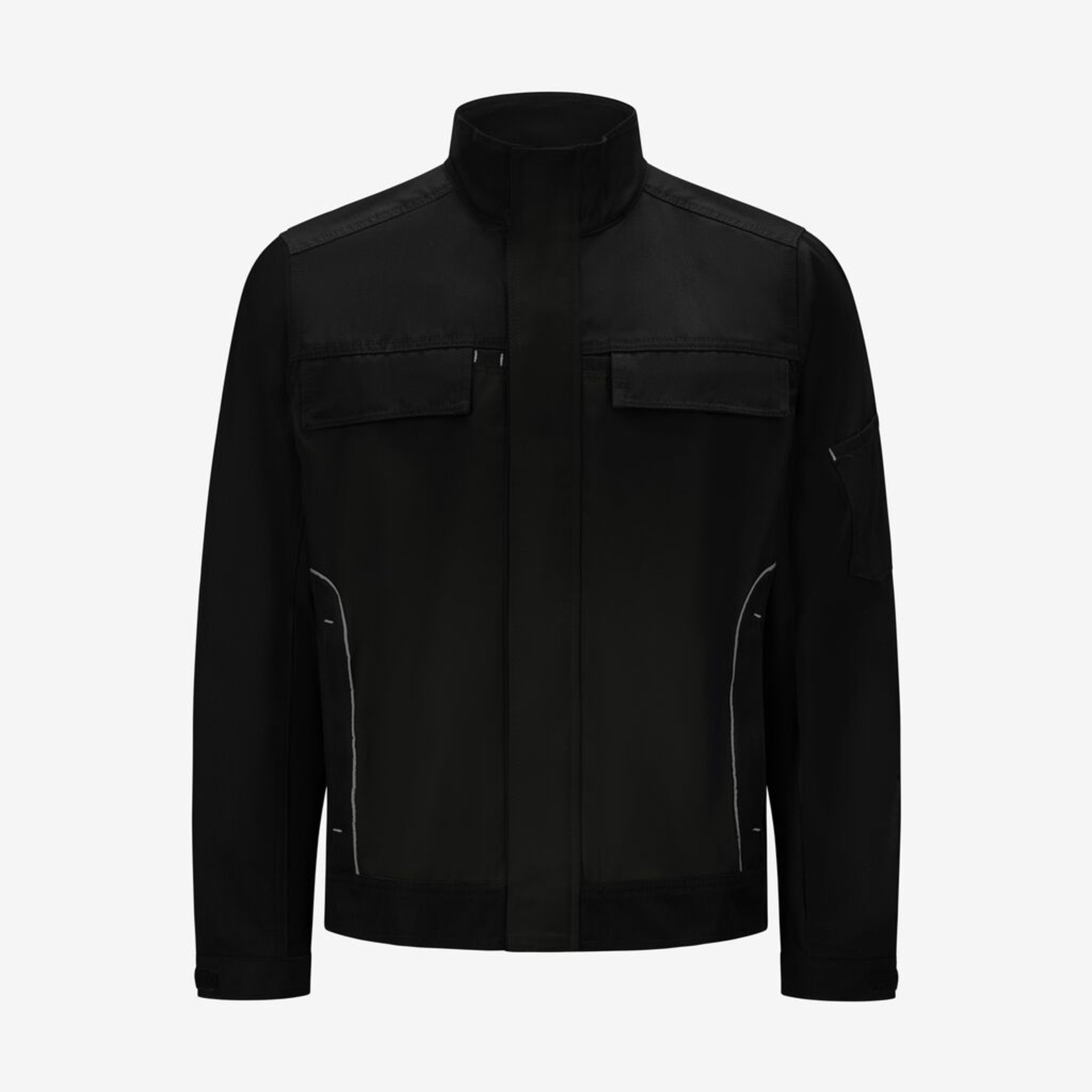 Jacke, Schwarz, Reißverschluss, Seitentaschen, Kragen