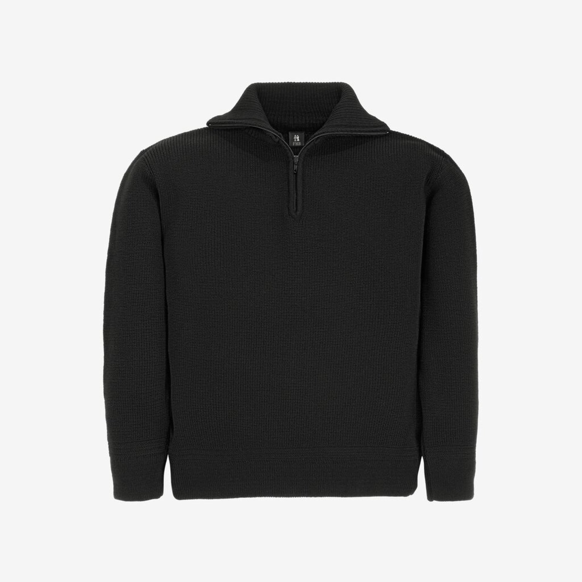 Pullover, Schwarz, Vierteil-Reißverschluss, Strick, Pullover