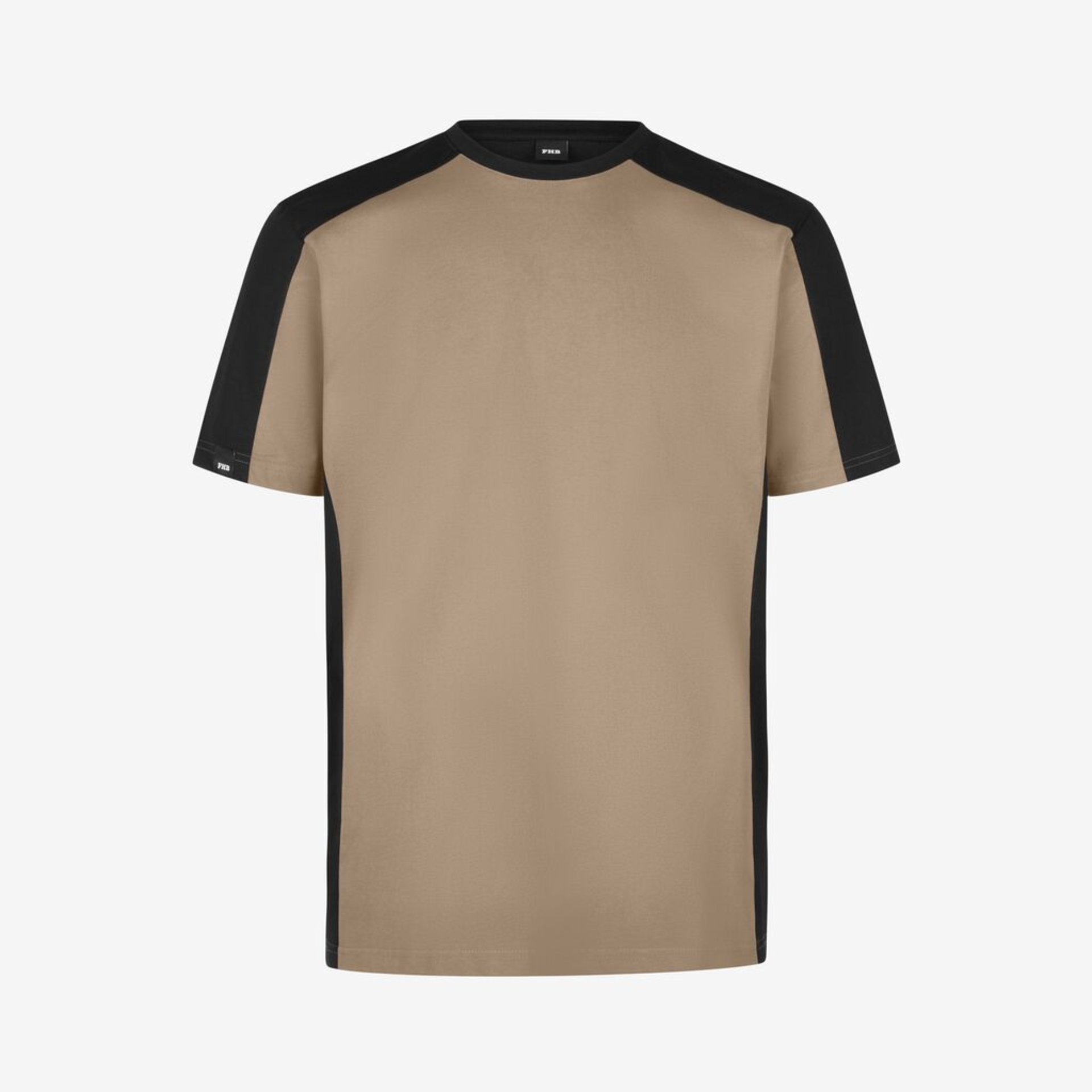 T-Shirt, Beige, Kontraststreifen, Kurzarm, Unisex