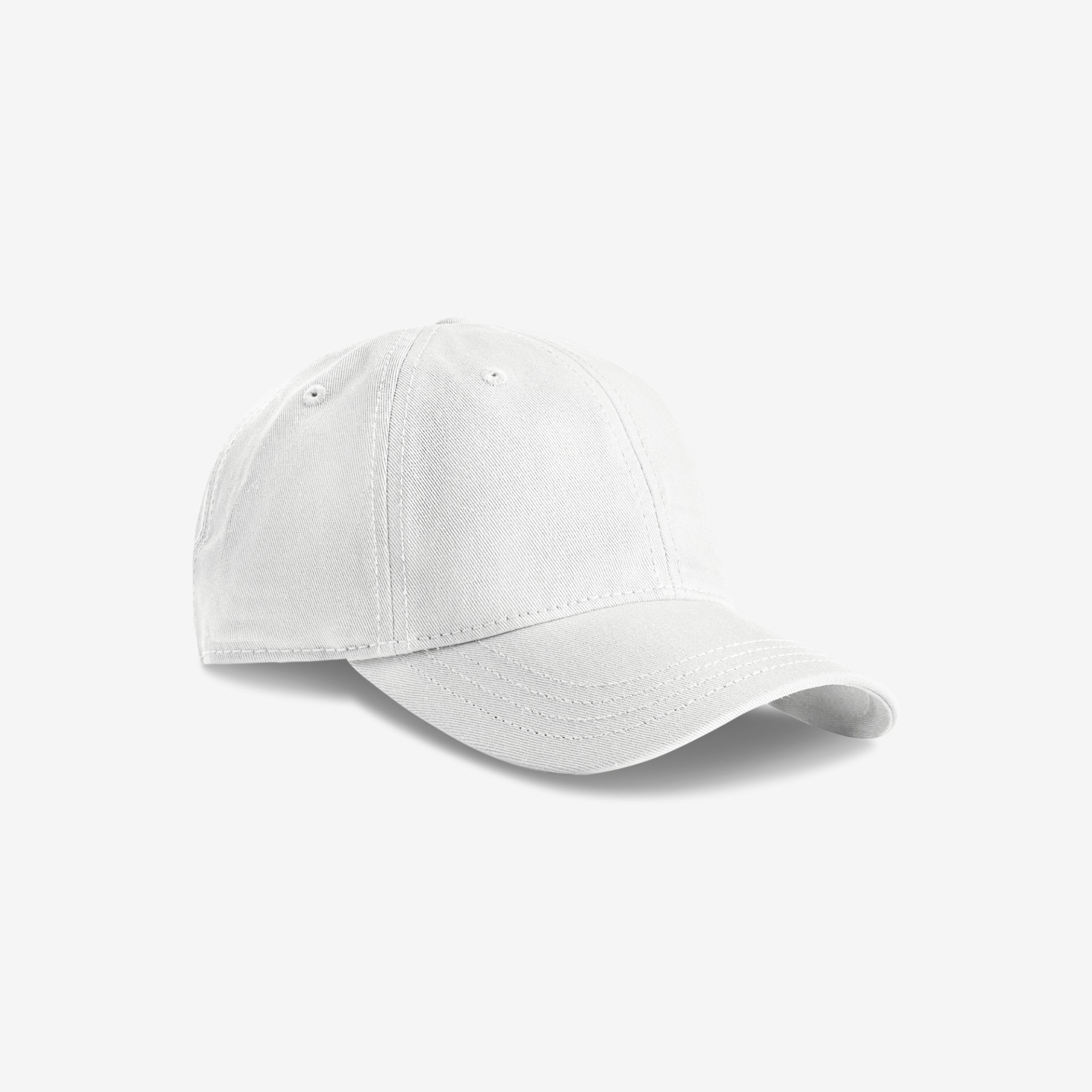 Baseballcap, Weiß, Baumwolle, Sechs-Paneel, Vorgespitzte Kante