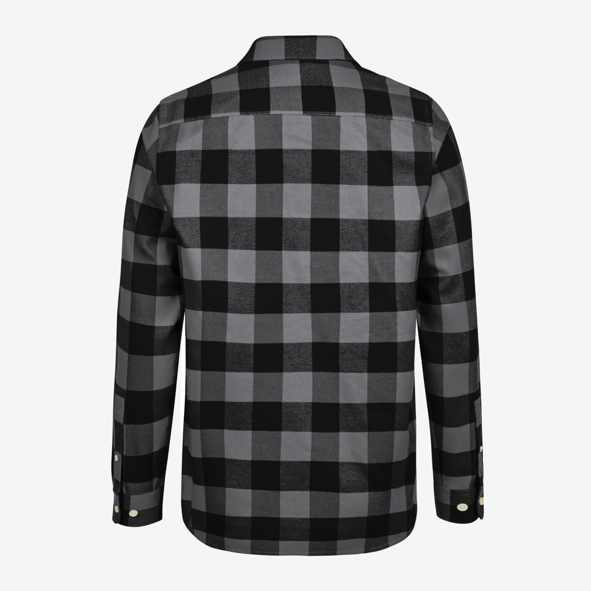Flanellhemd, Gingham Muster, Langarm, Schwarz Grau, Knöpfe
