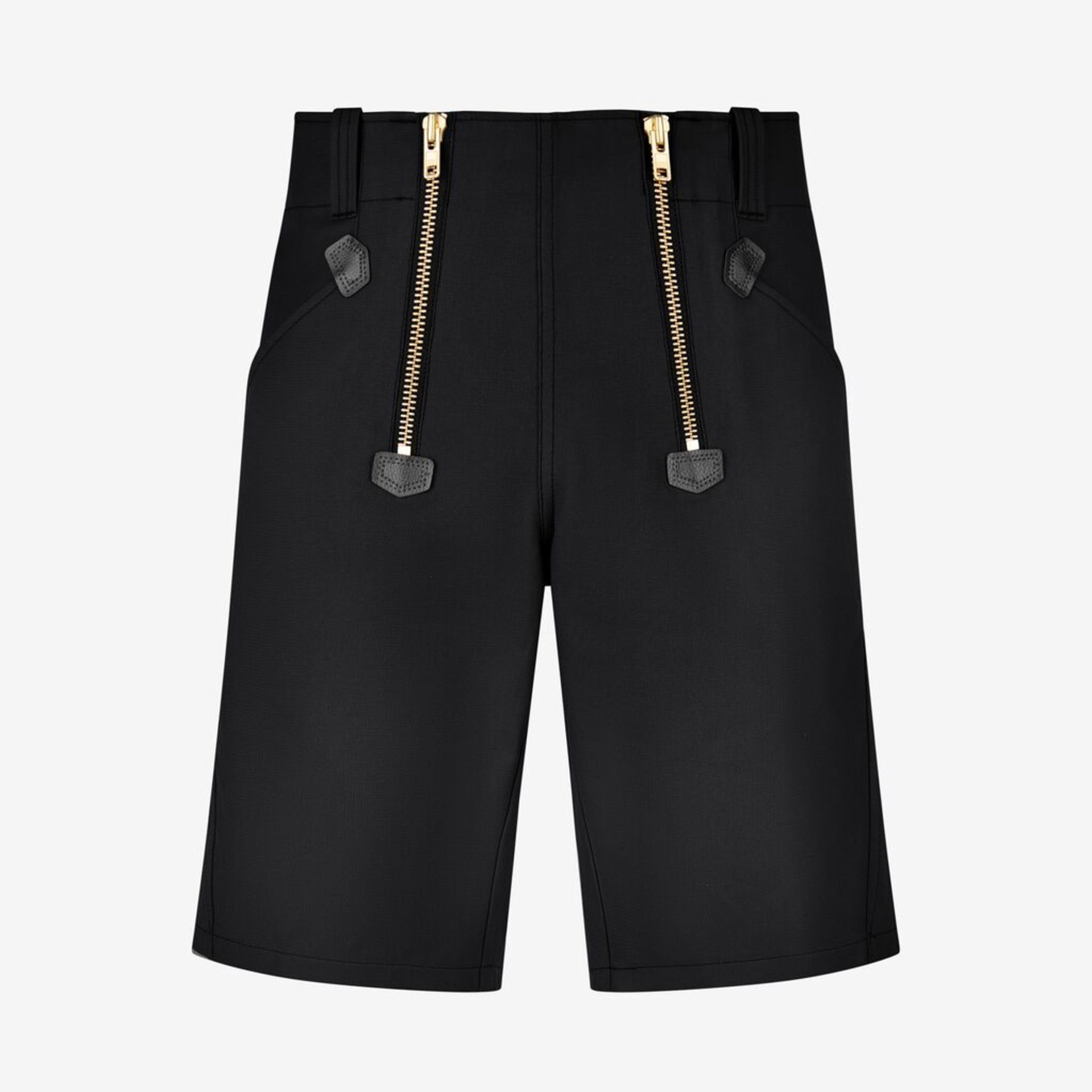 shorts, schwarz, Reißverschluss, Taschen, hohe Taille