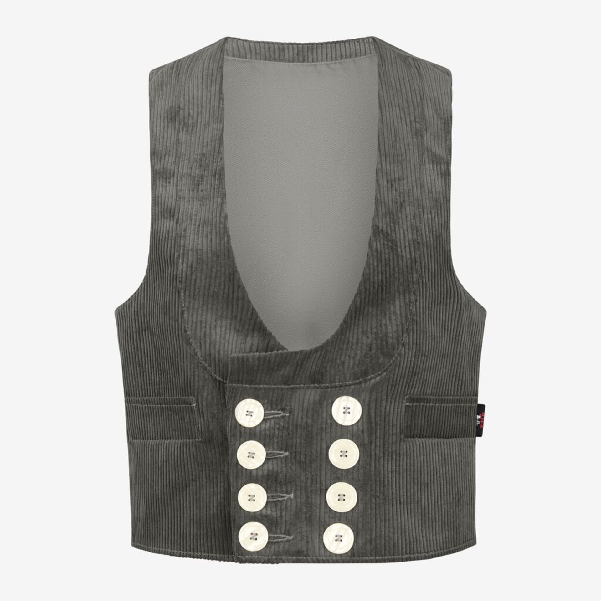 corduroy, Weste, Knöpfe, Grau, Tasche