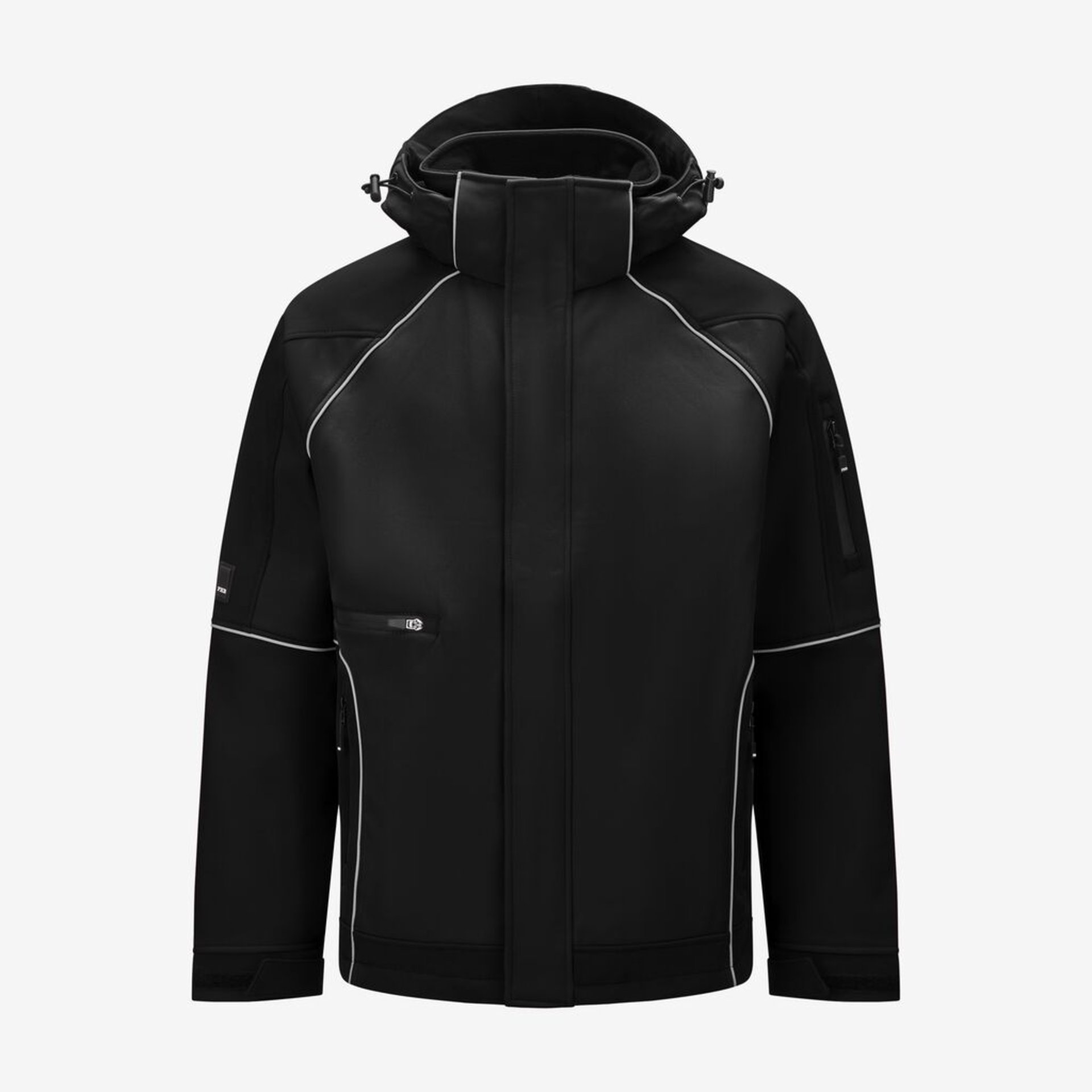 jacke, skijacke, schwarz, reissverschluesse, kapuze
