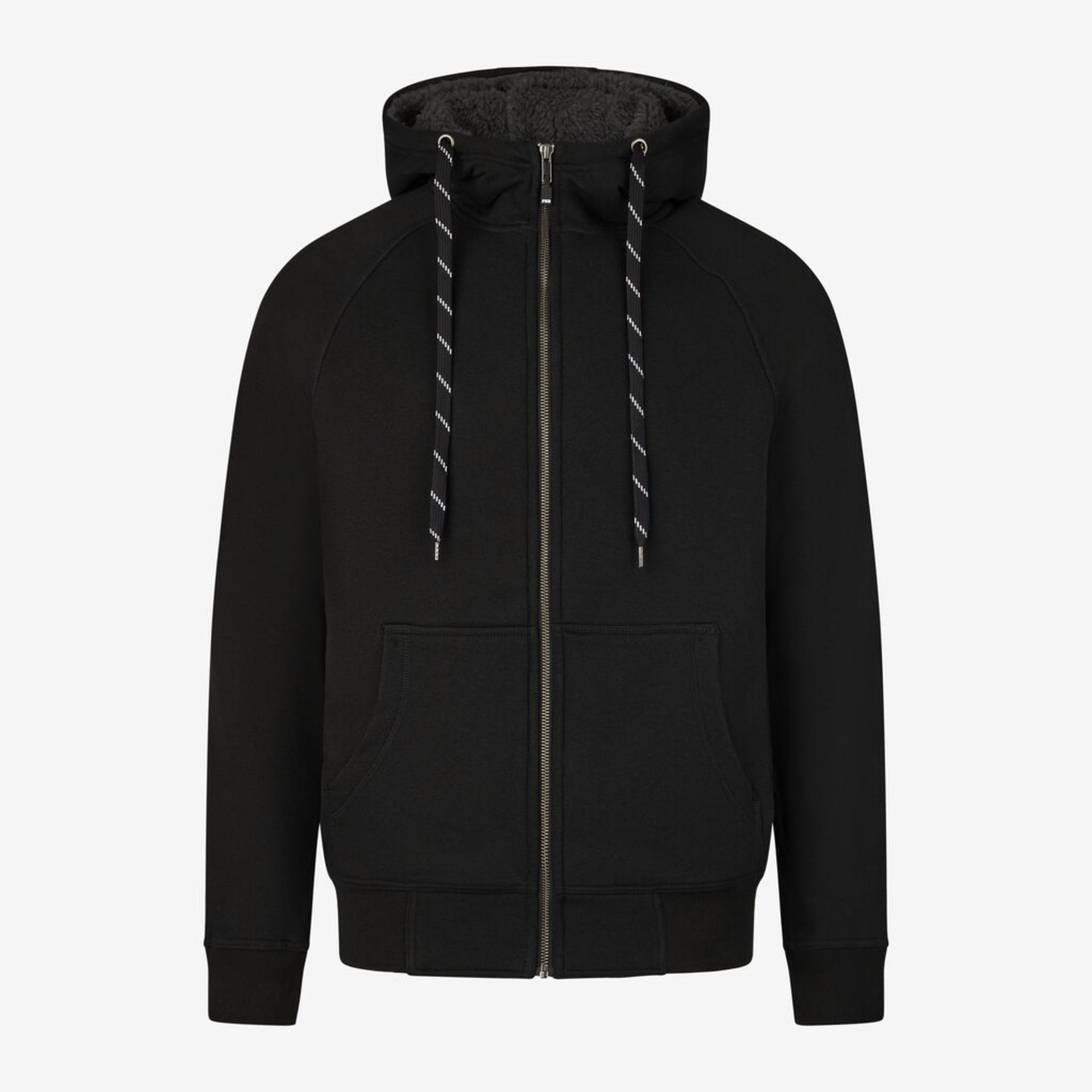 Hoodie, Reißverschlussjacke, Schwarz, Fleece-Futter, Taschen