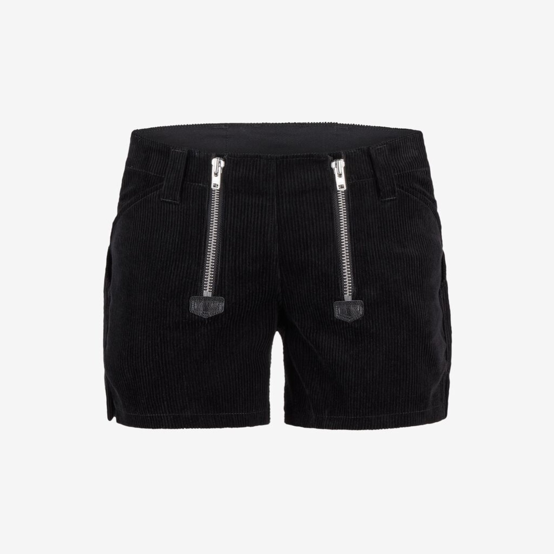Hose, Corduroy, Shorts, Reißverschluss, Schwarz