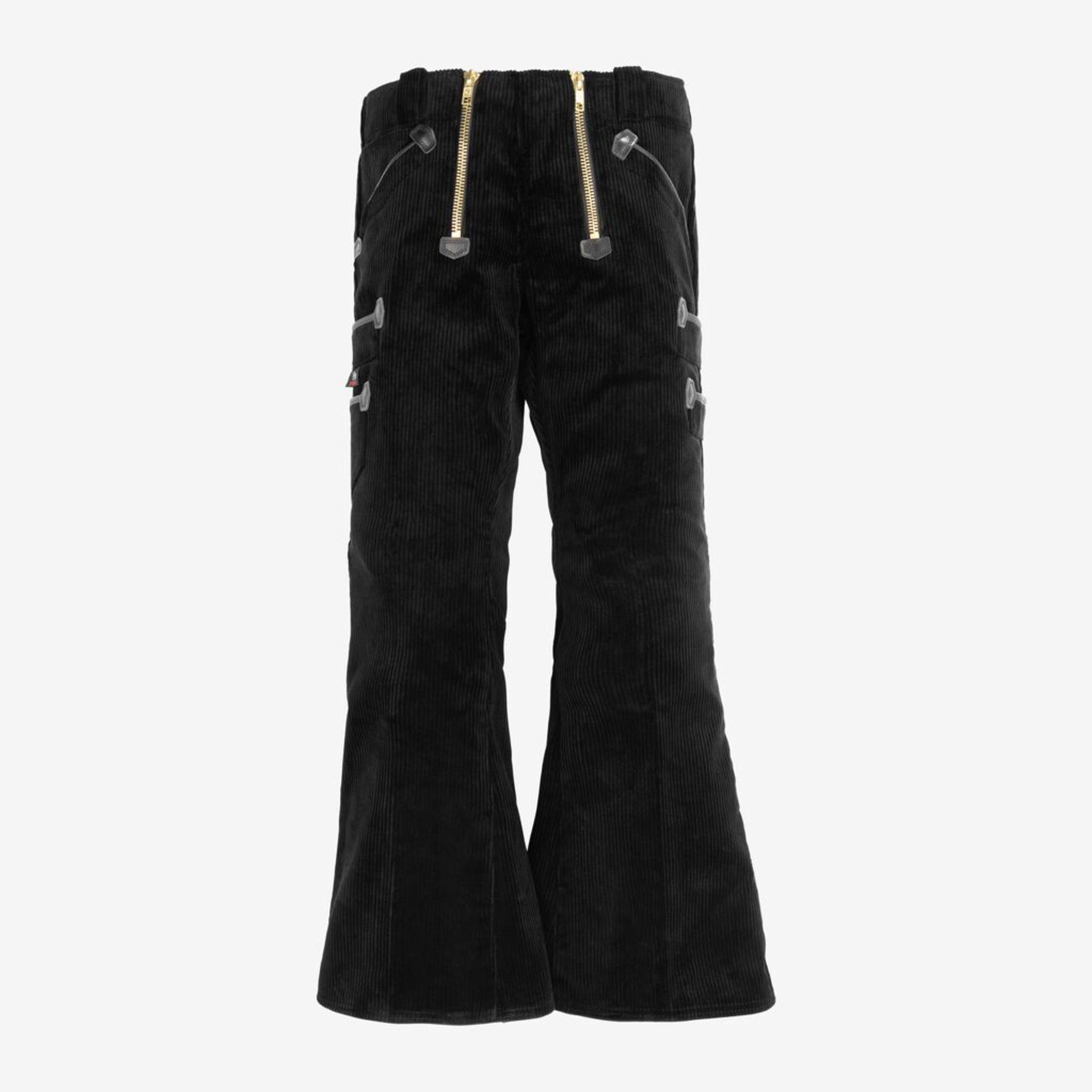 hosen, corduroy, flare, schwarz, reissverschluesse
