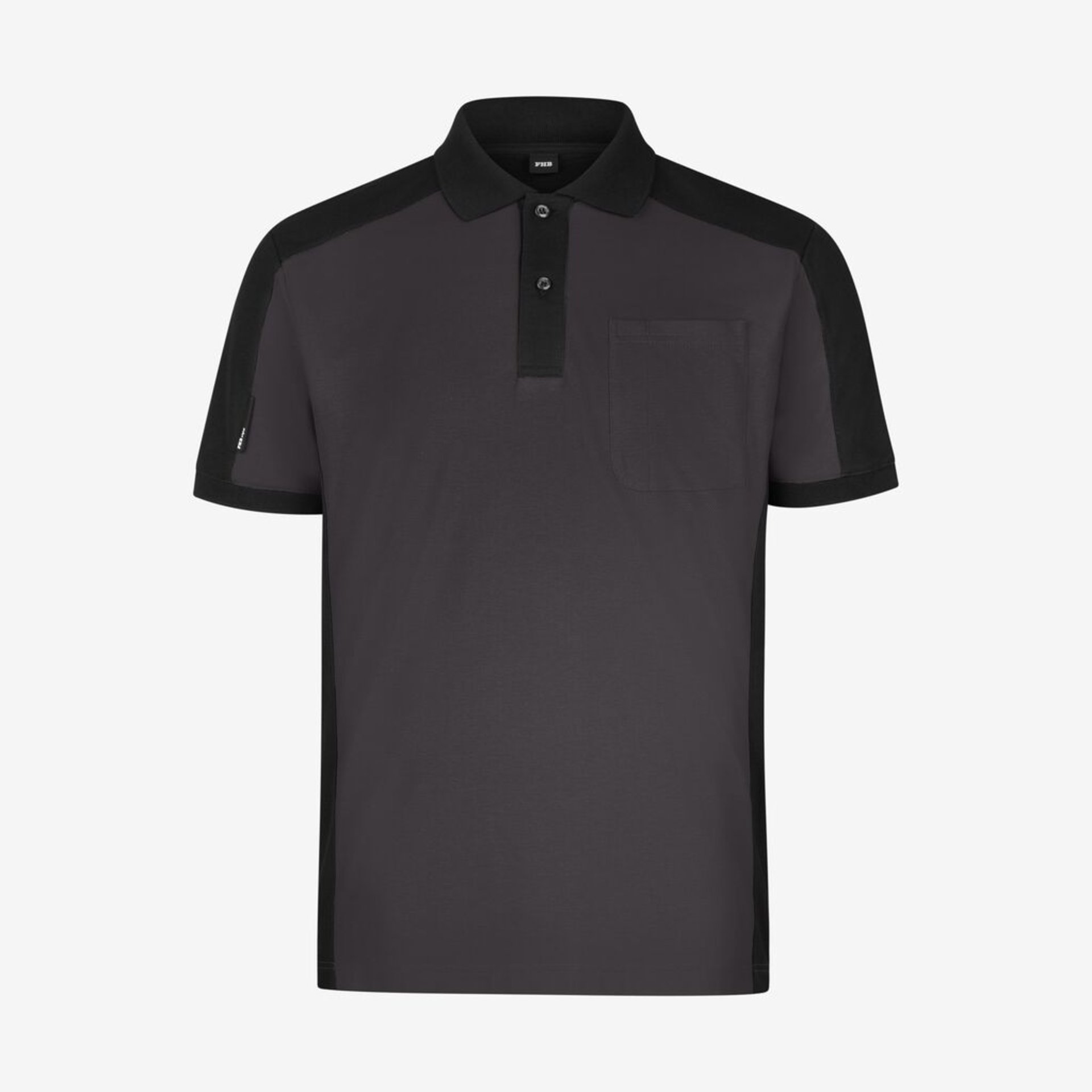 Polohemd, Kurzarm, Brusttasche, Kontrastpaneele, Dunkelgrau