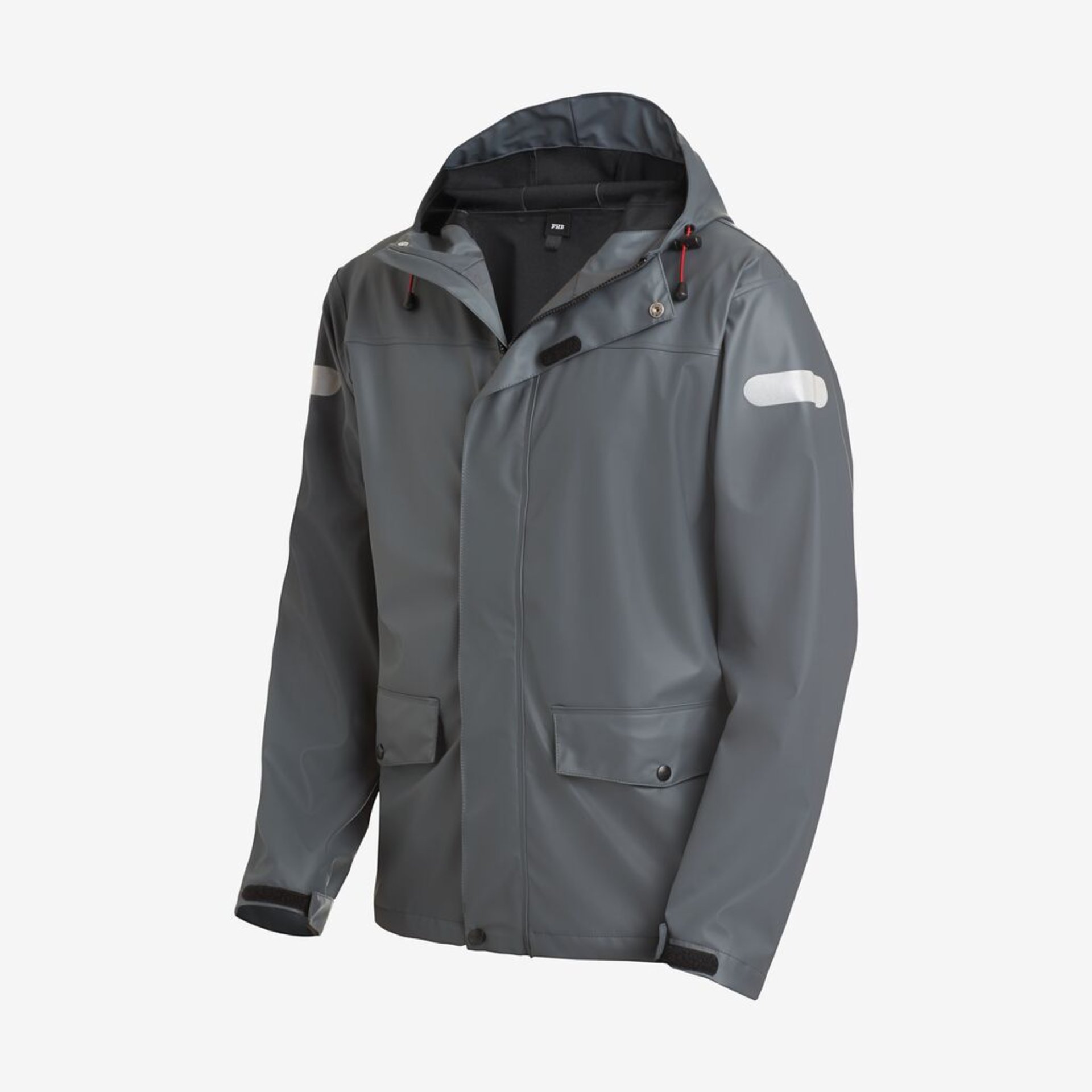 Herrenjacke, Regenjacke, Grau, Kapuze, Verschlussreihe