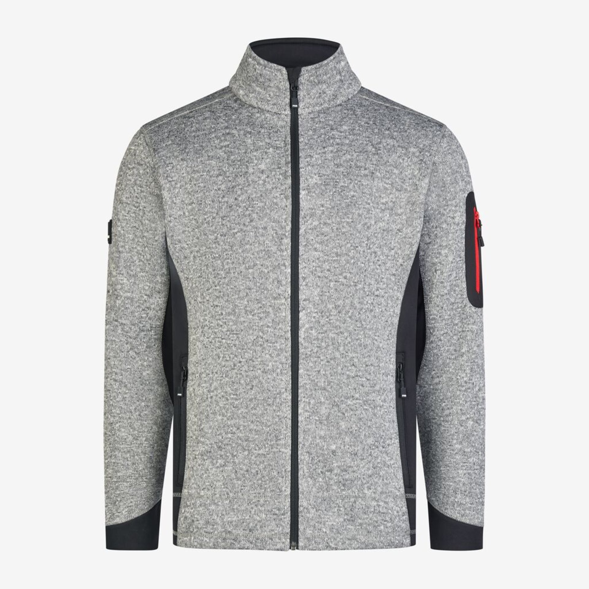 Fleecejacke, Grau, Vollständiger Reißverschluss, Reißverschlusstaschen, Ärmeltasche