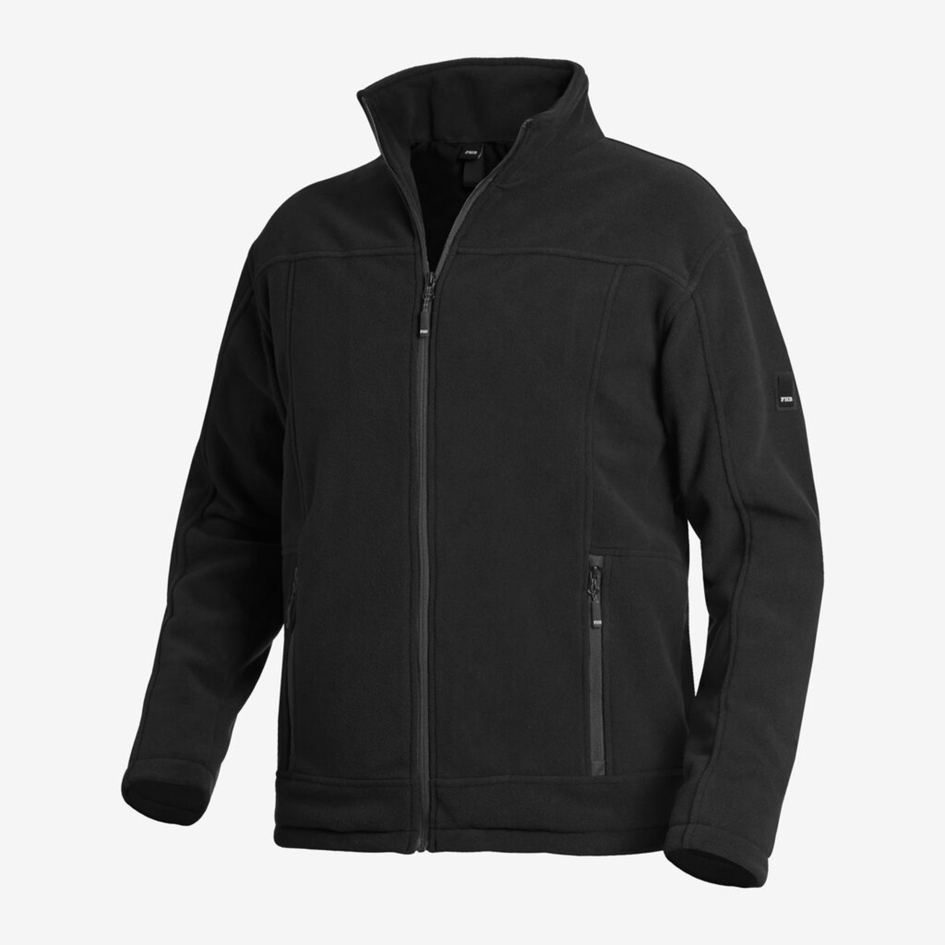 jacke, softshell, fleecepola, schwarz, frontzip