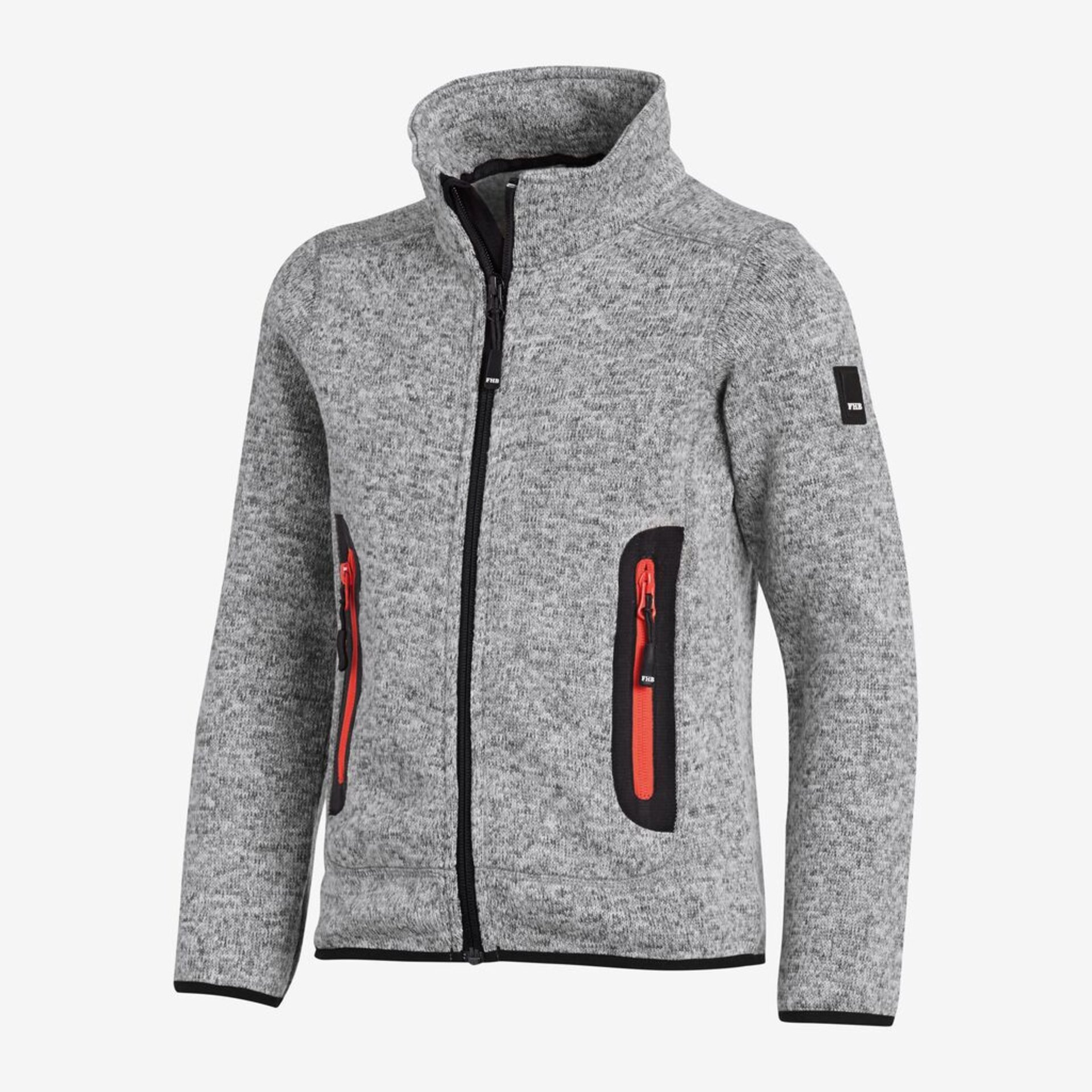 Fleecejacke, Grau, Reißverschlusstaschen, Hoher Kragen, Vorne Reißverschluss