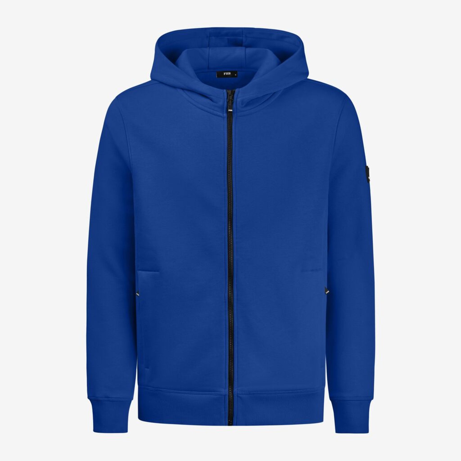 Hoodie, Frontreißverschluss, Blau, Vordertaschen, Rippbündchen