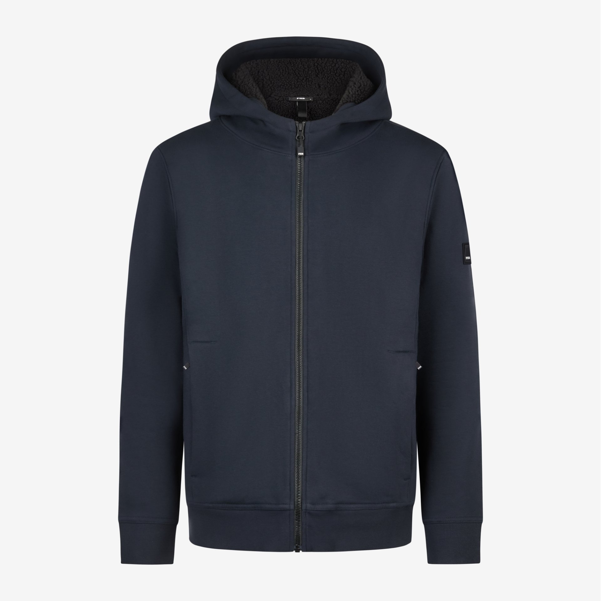 Hoodie, Reißverschluss, Fleece-Futter, Navyblau, Langarm
