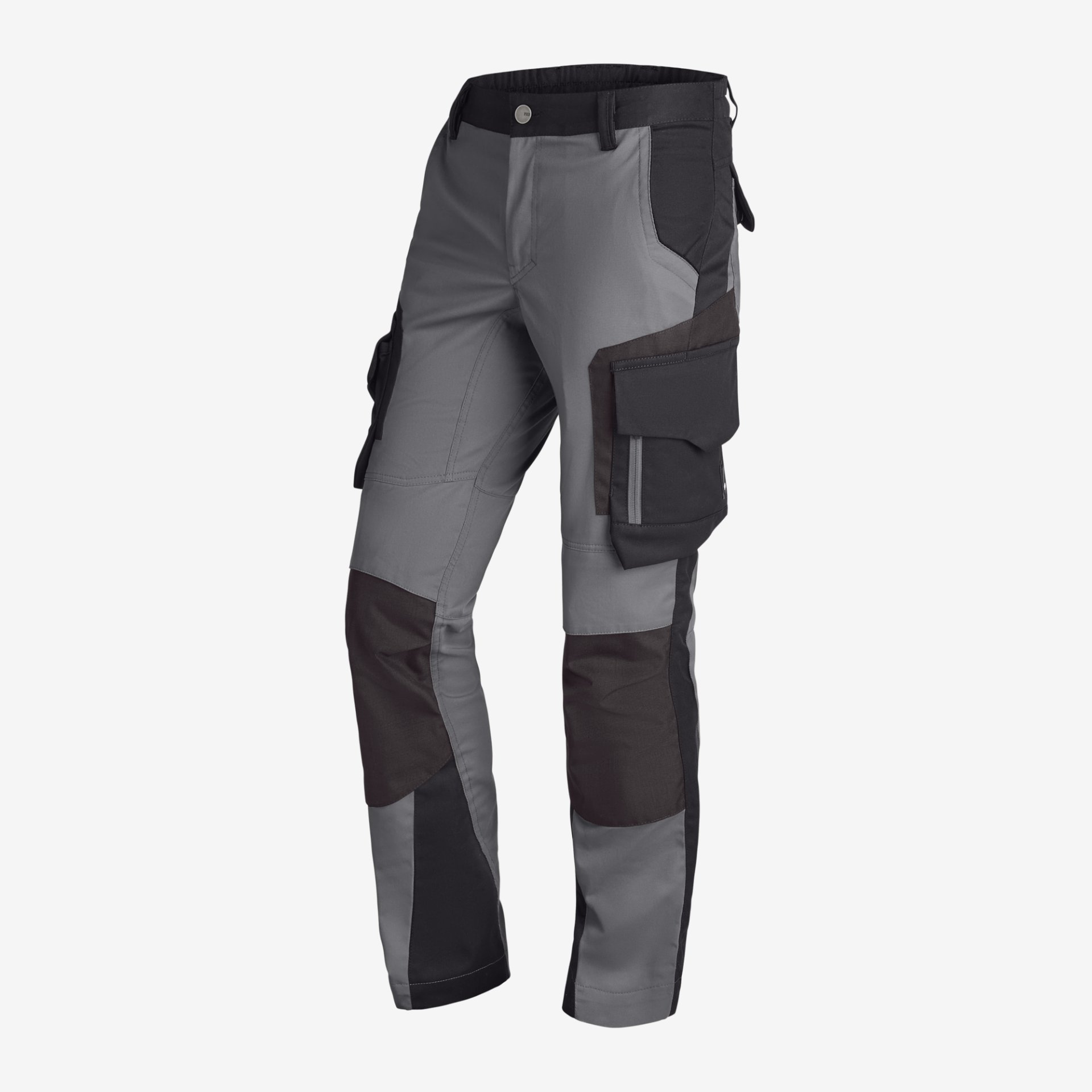Cargo-Hosen, Arbeits-/Militärhosen, Mehrfachtaschen, Knie-Patches, Grau Schwarz