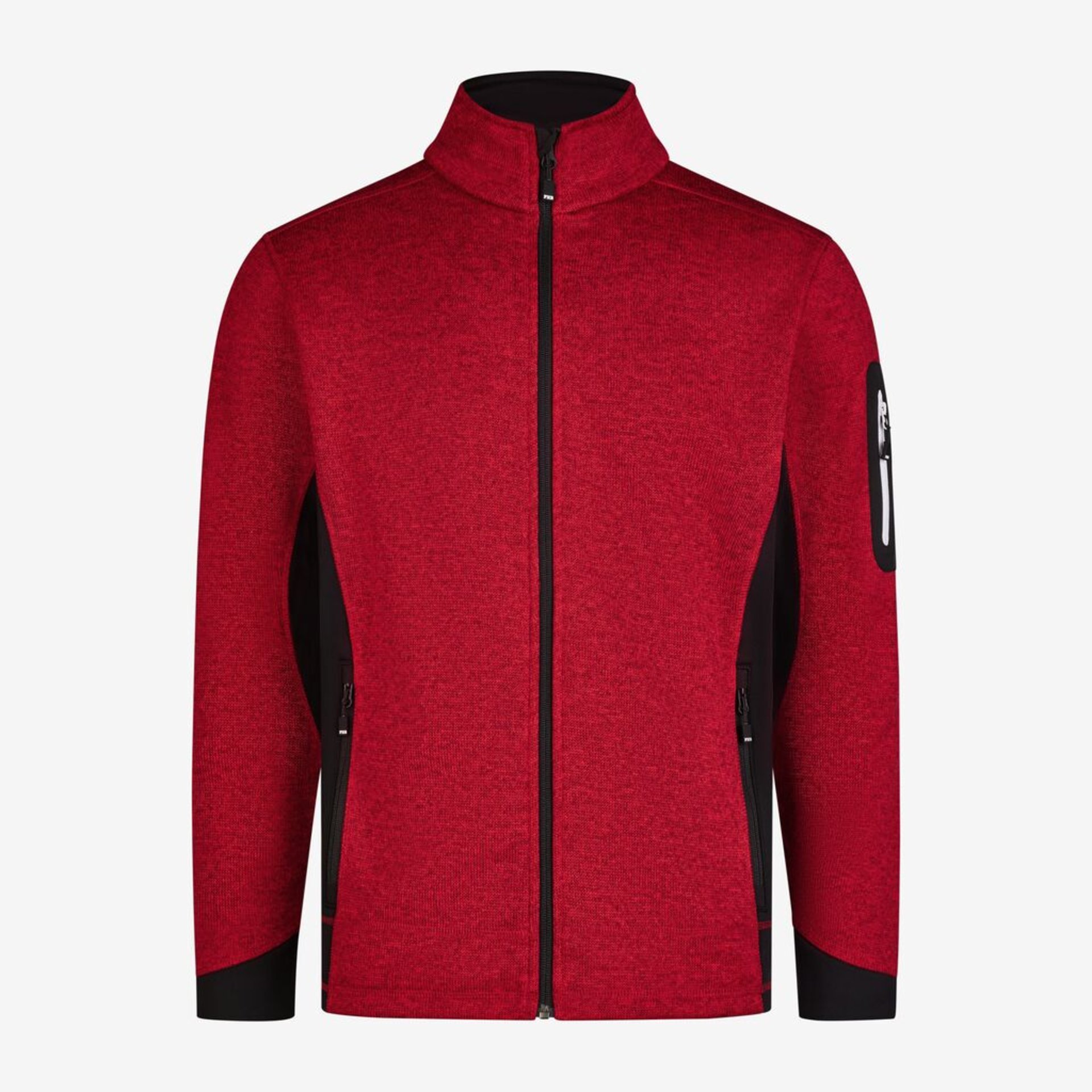 Fleece-Jacke, rot, Voll-Reißverschluss, hochschließender Kragen, Reißverschlusstaschen