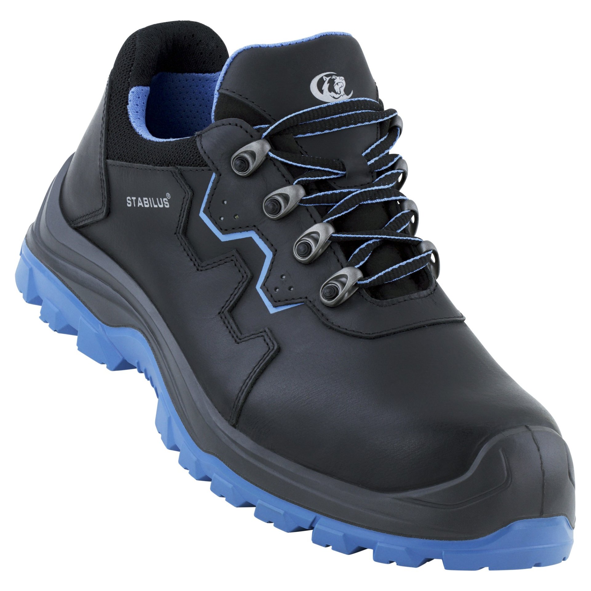 Stiefel, Wanderschuh, Leder, Gummisohle, Blue Accents