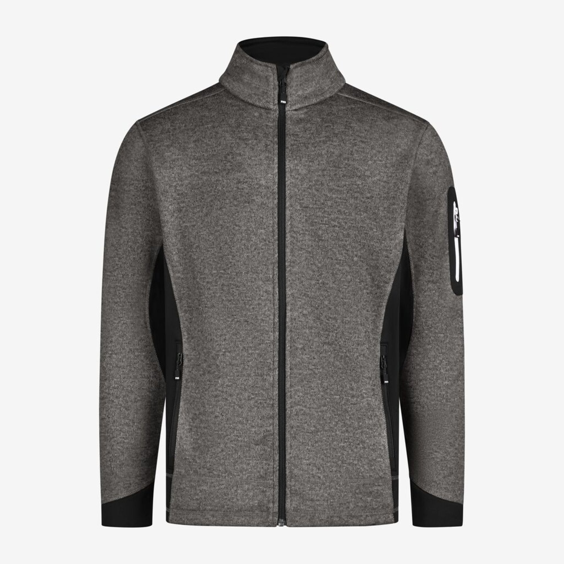 Fleecejacke, Reißverschluss, Kragen, Grau, Seitentaschen