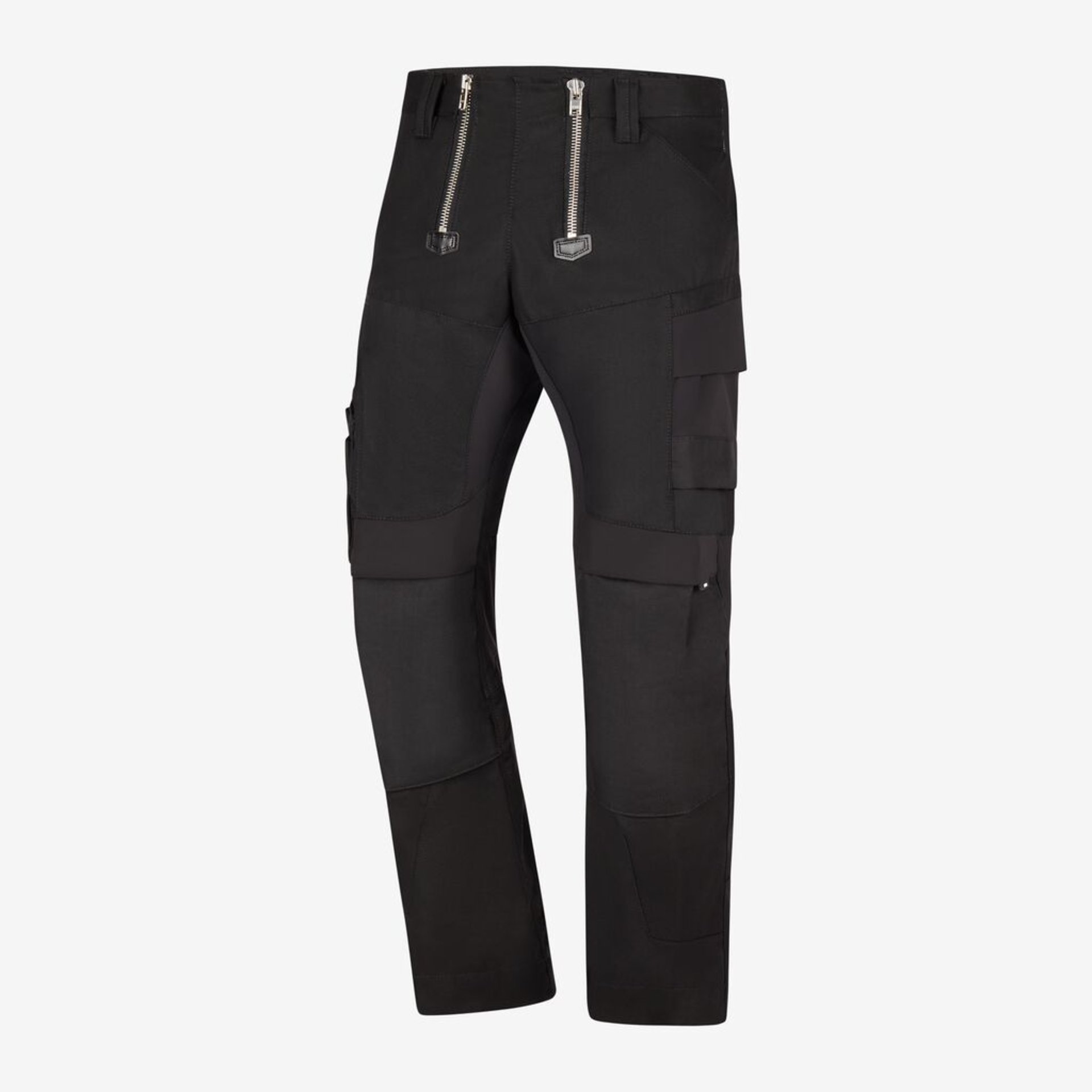 Hose, Cargo, Reißverschluss, Schwarz, Knopfverschluss