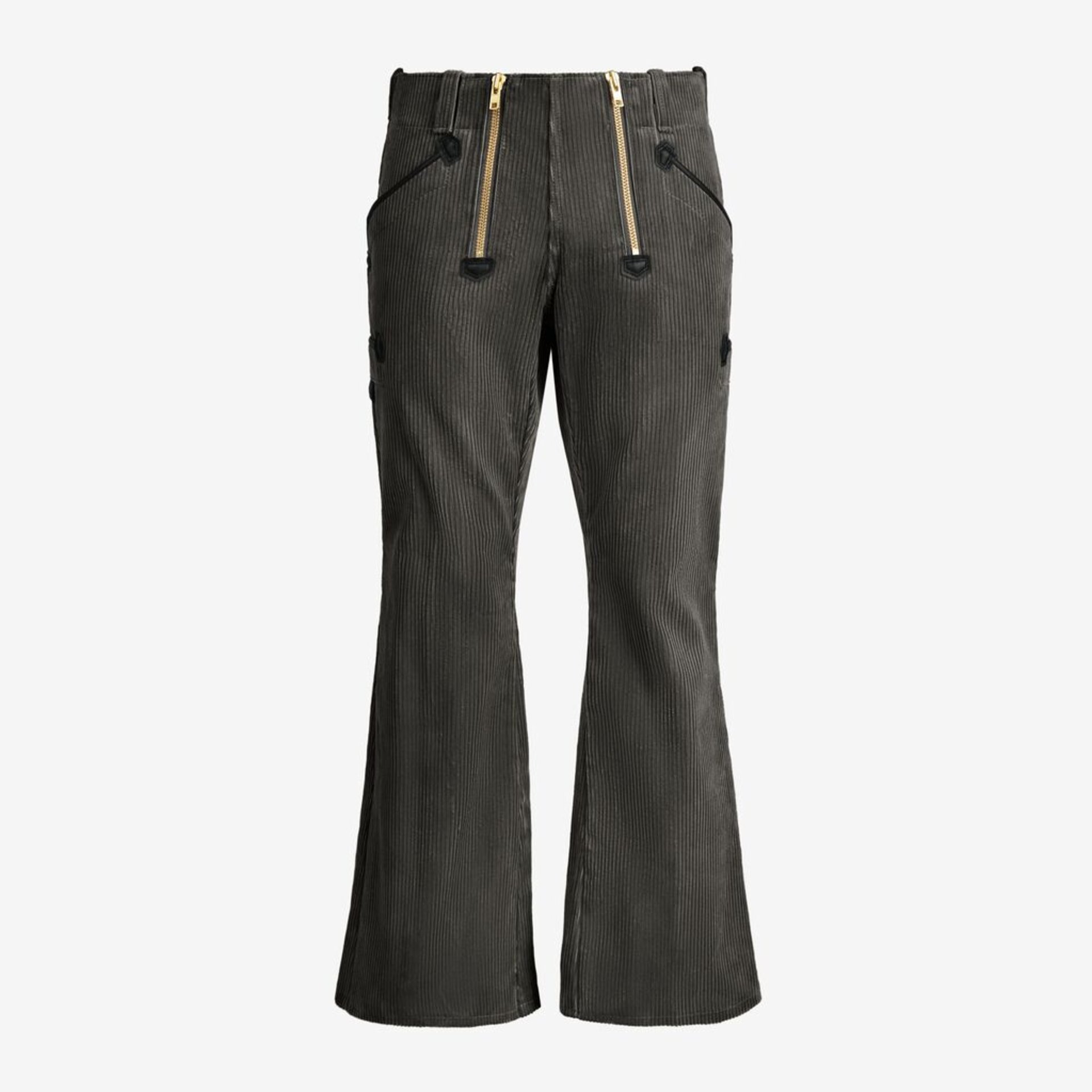 corduroy, pants, wideleg, zipper, black