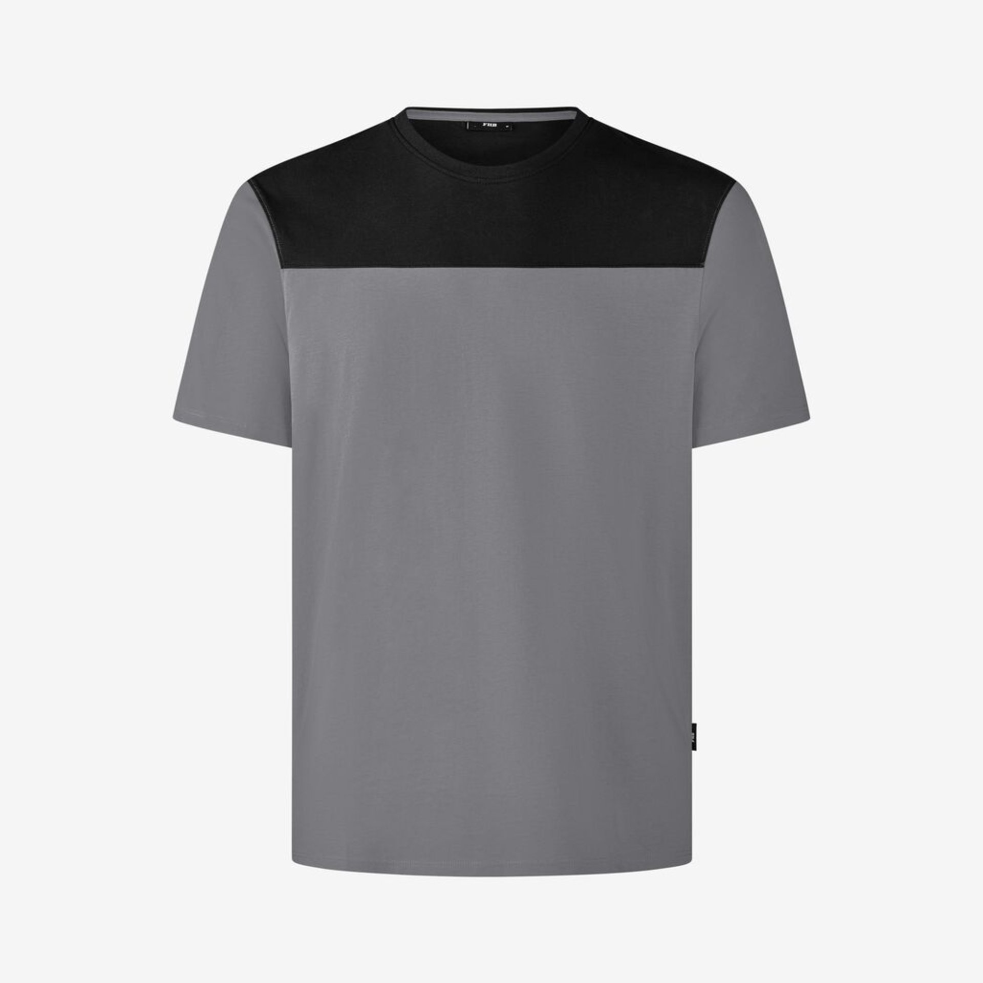 T-Shirt, Kurzärmlig, Colorblock, Grau, Schwarzes Oberteil