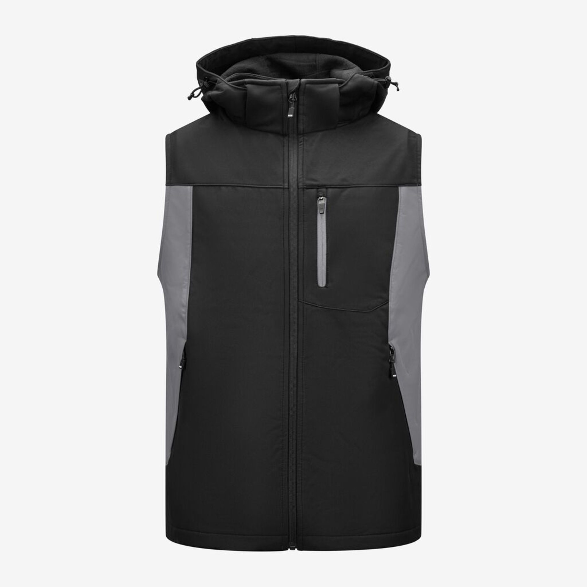 Weste, Softshell, Hoodie, Grau, Reißverschluss
