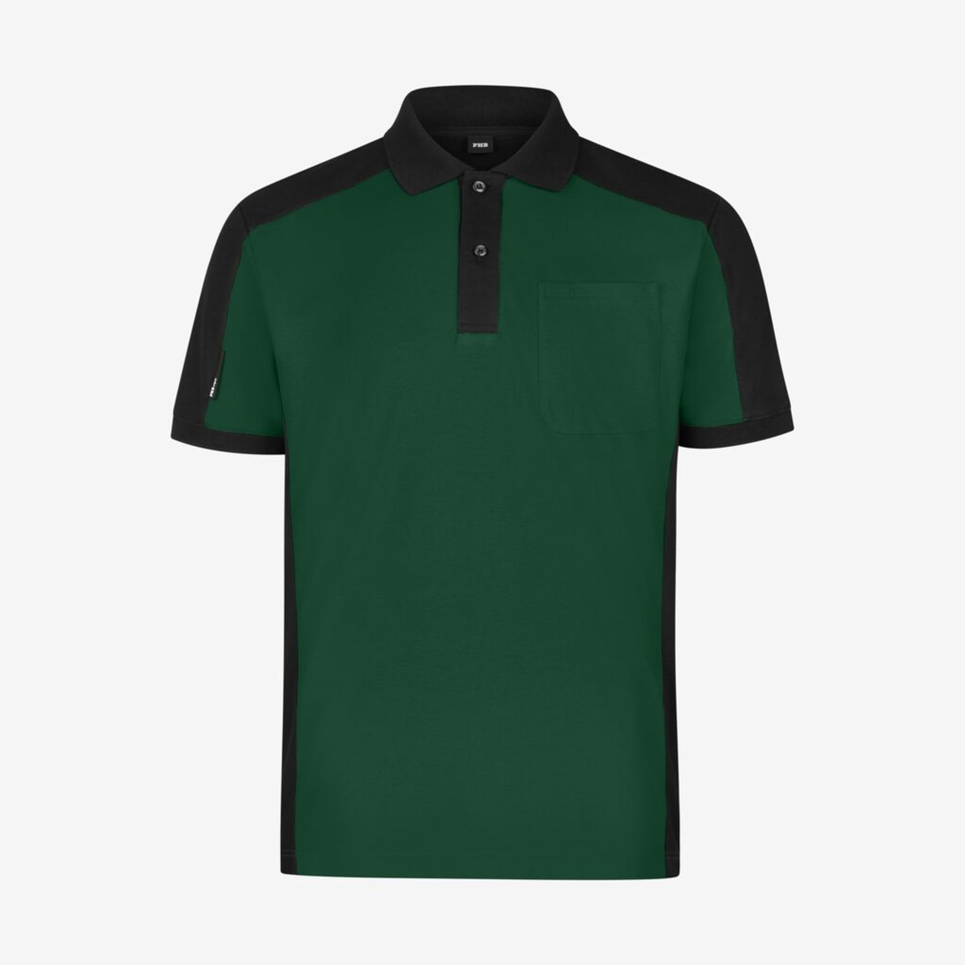 Polo, Grüner Polo, Kurzarm, Tasche, Schwarze Akzente