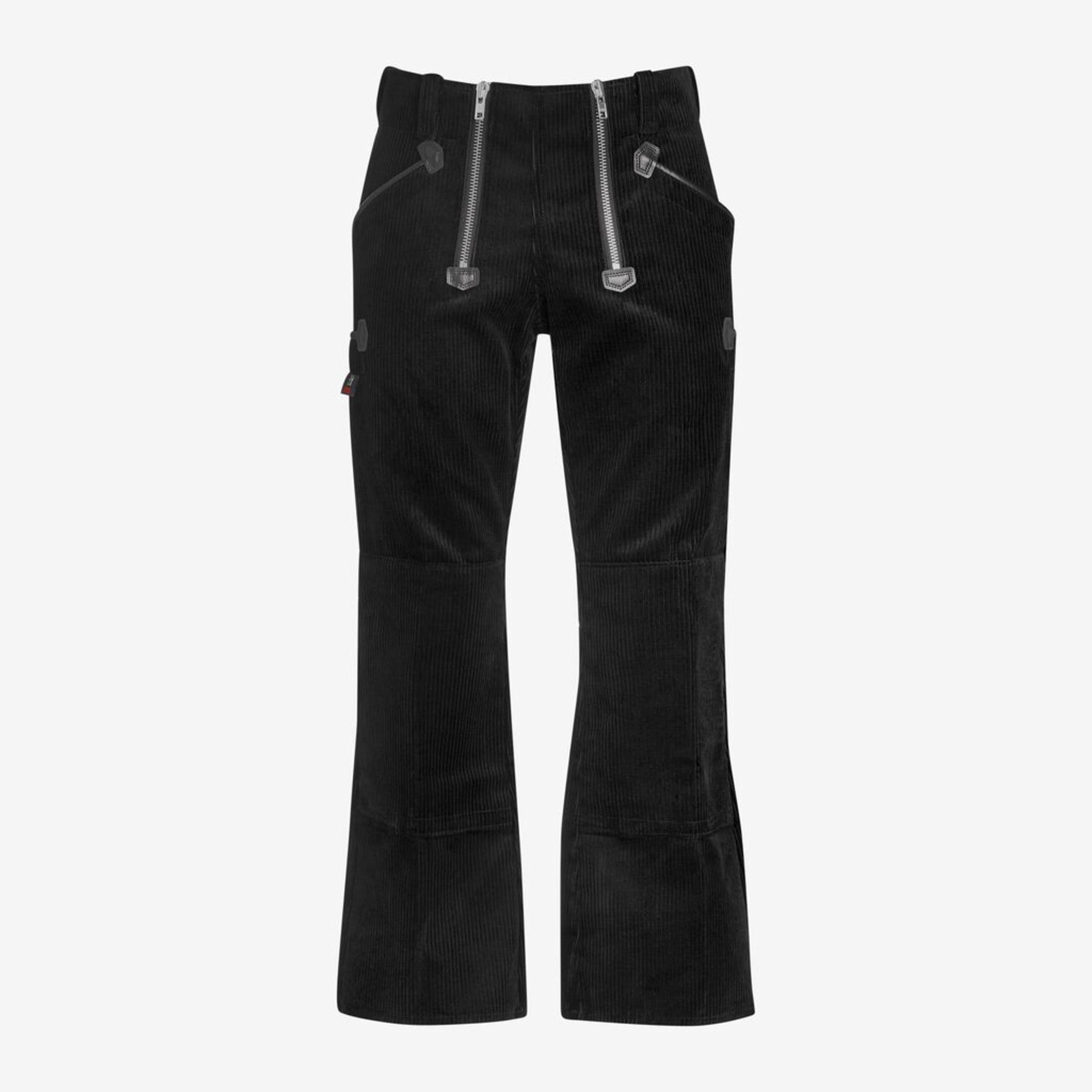 Hose, Corduroy, Schwarz, Reißverschluss, Kniebereich