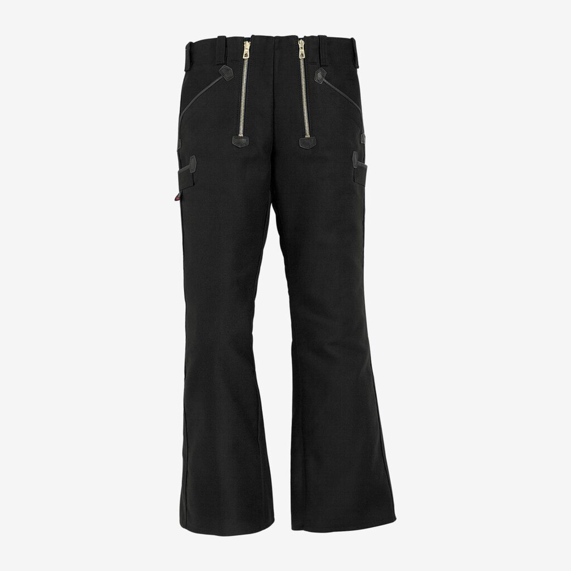 tweed, schwarz, Cargo-Taschen, Reißverschluss, weite Hosen