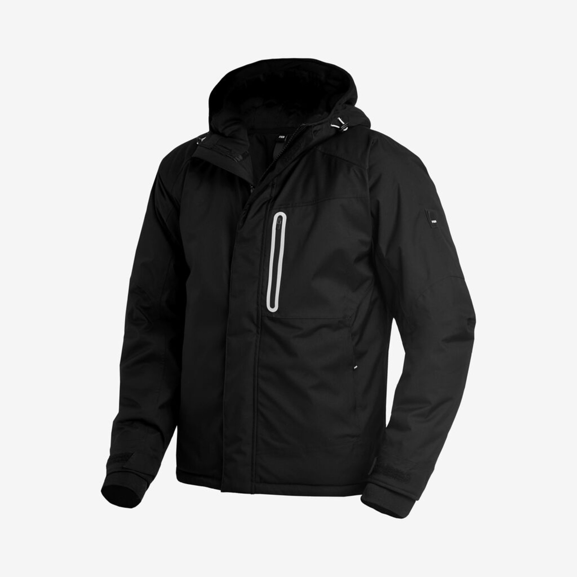 jacke, softshell, schwarz, reissverschluss, kapuze