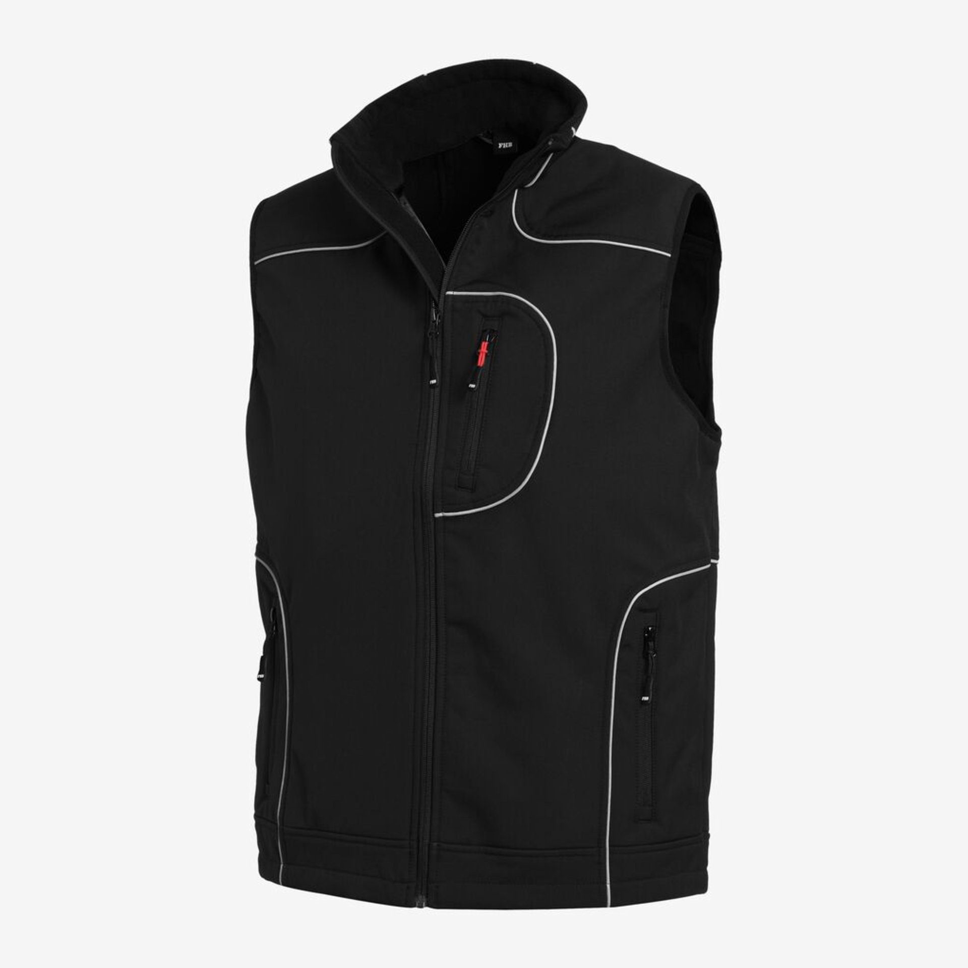 Gilet, Schwarz, Reißverschluss, Stichführung, Piping