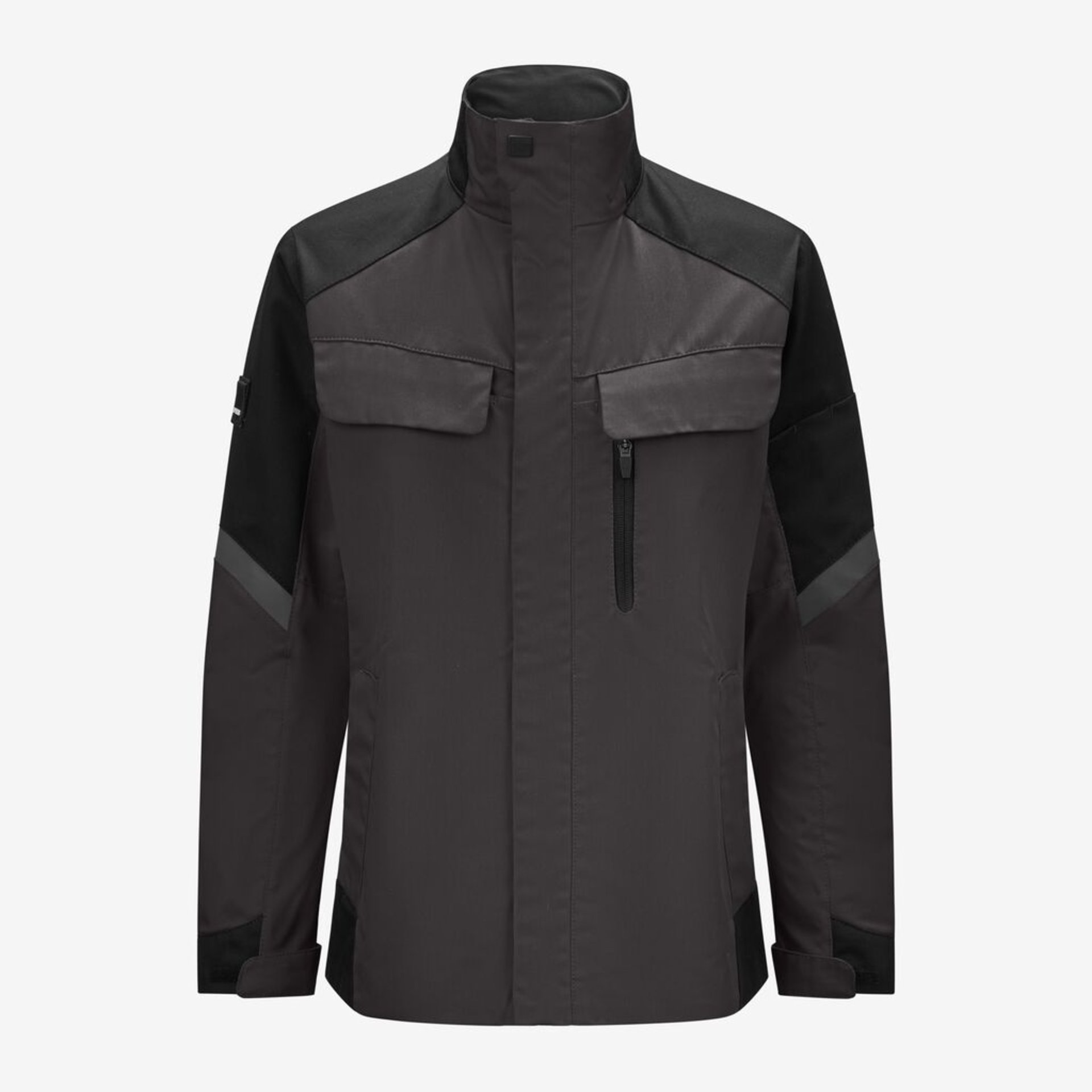 Winterjacke, Softshell, Dunkelgrau, Brusttasche, Reißverschluss Tasche