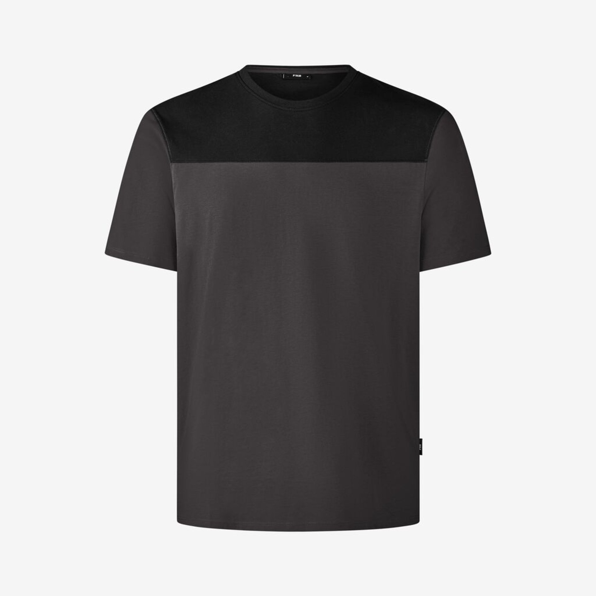 T-Shirt, Kurzarm, Farbblock, Dunkelgrau, Rundhalsausschnitt